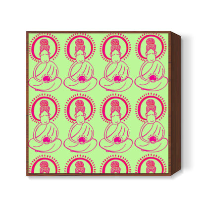 Buddha_Lime Green Square Art Prints
