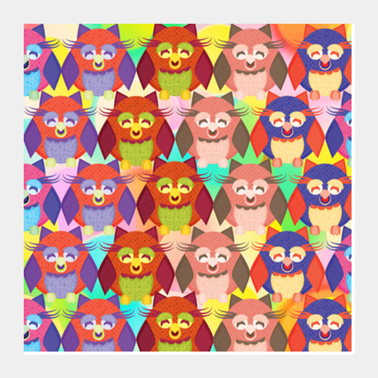 Crazy Owls!! Square Art Prints