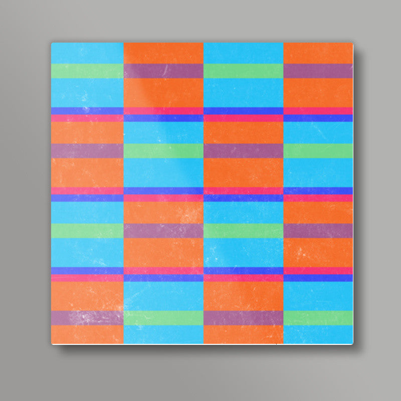 Evermore | Orange Cyan | Geometric Pattern Square Art Prints