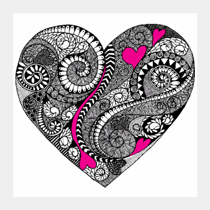 Square Art Prints, Pink Hearts Square Art Print | Svayamkriti, - PosterGully