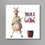 The Holi Cow ! Square Art Prints