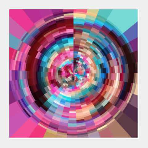 Colorful Wheel Round Abstract Art Psychedelic Square Art Prints
