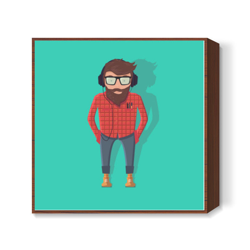 Hipster Guy Square Art Prints