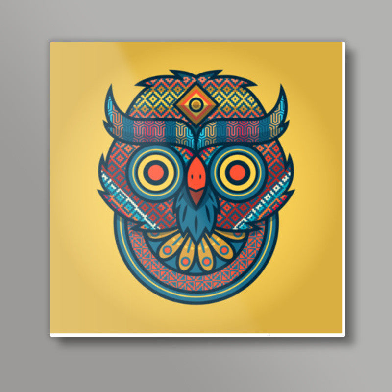 Trippy Owl Square Art Prints