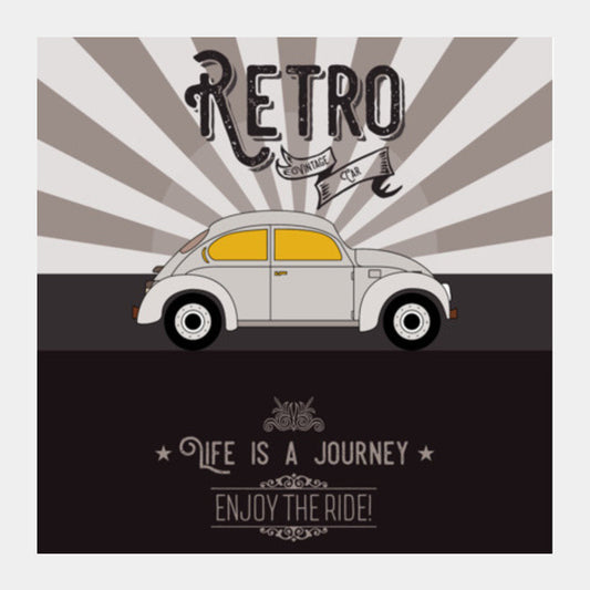 Retro Vintage Car On Gray Square Art Prints PosterGully Specials