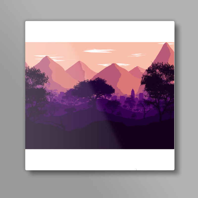 LAVENDER LANDSCAPE Square Art Prints