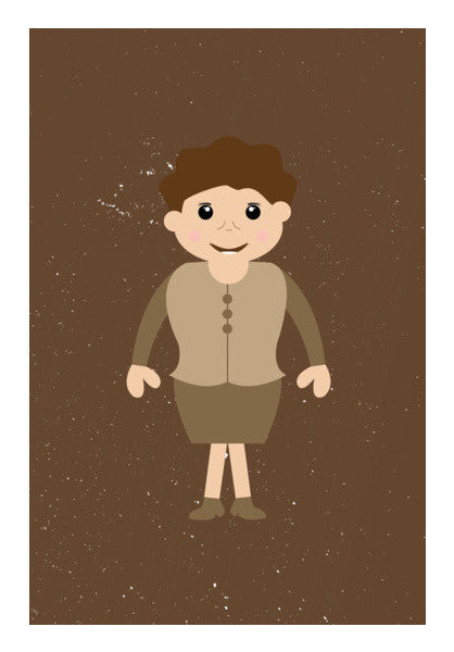 Happy Little Cartoon Girl In Brown Dress Smiling  Art PosterGully Specials