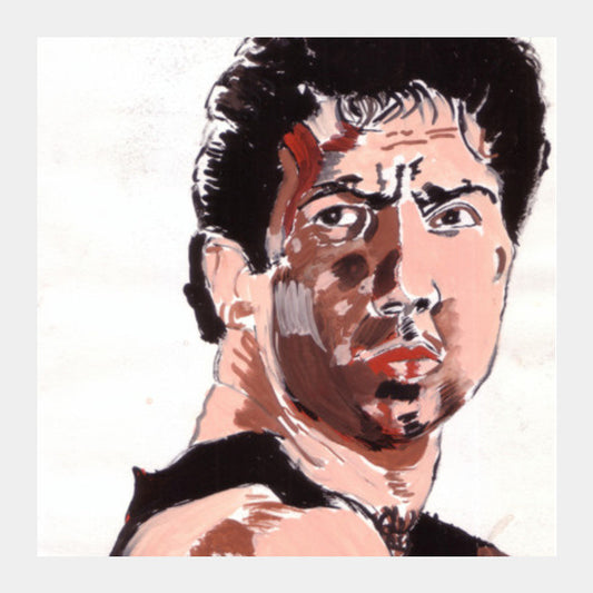 Bollywood superstar Sunny Deol proves that a wounded man is a dangerous man Square Art Prints