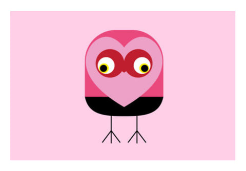 Cute Pink Bird With Heart Art PosterGully Specials