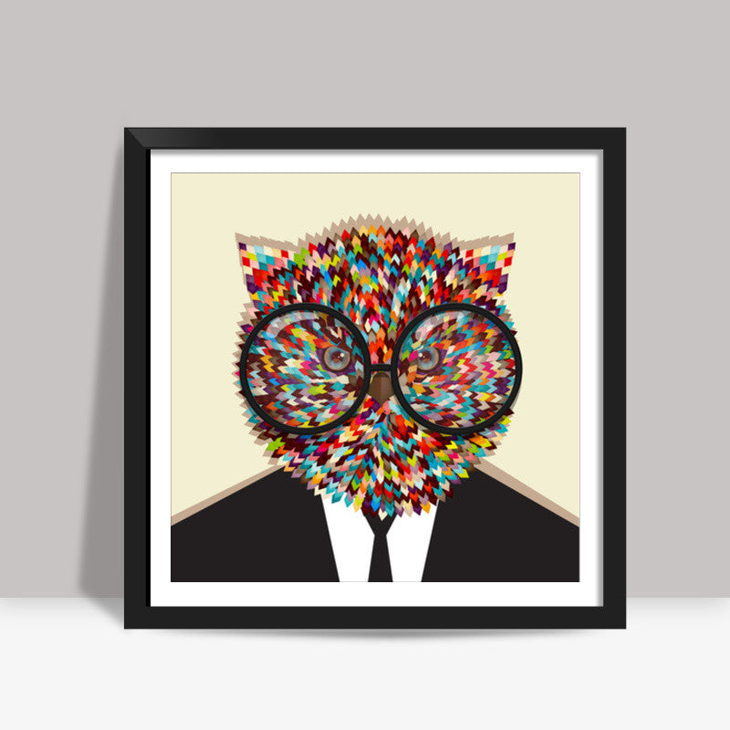 genius owl Square Art Prints