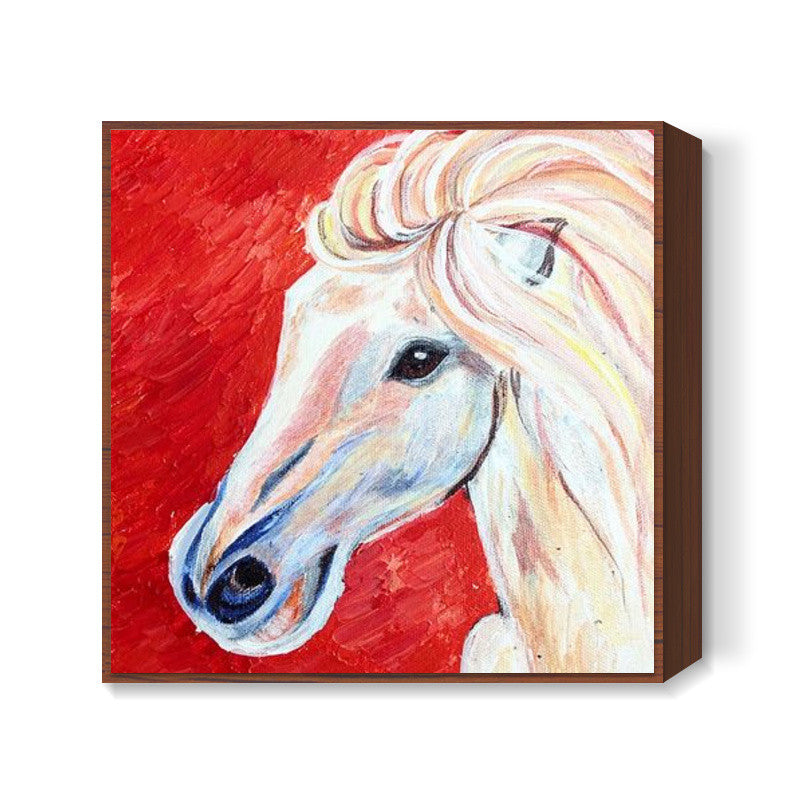 Fiery horse on canvas Square Art