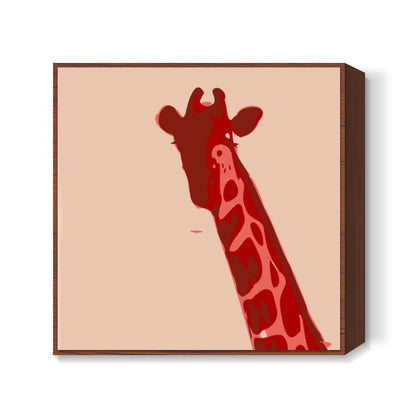 Abstract Giraffe Red Square Art Prints