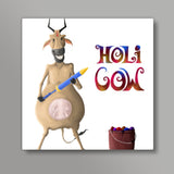 The Holi Cow ! Square Art Prints