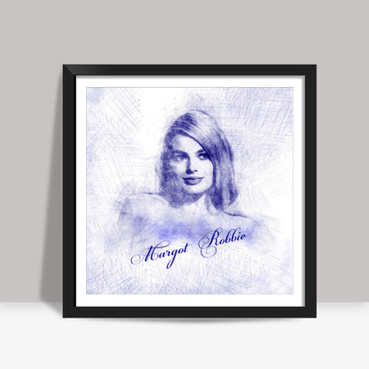 Margot Robbie pen sketch Square Art Prints