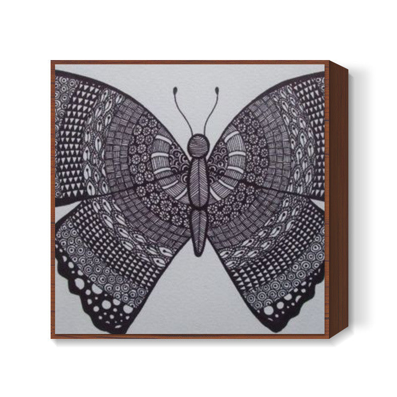 Zentangle Butterfly Square Art | Jasmine Kaur Lotey