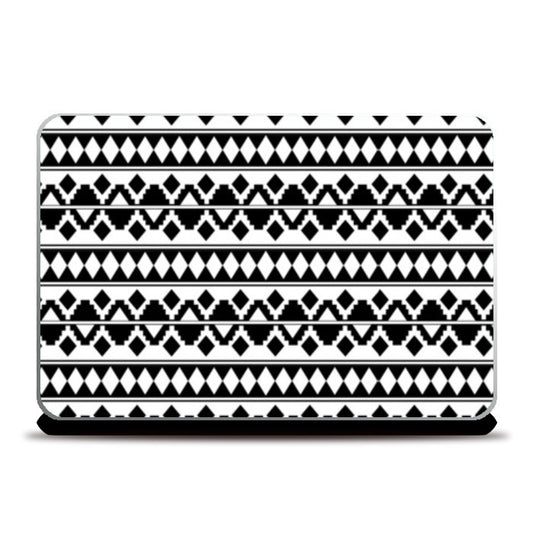 Tribal Black and White Aztec Geometric Pattern Laptop Skins
