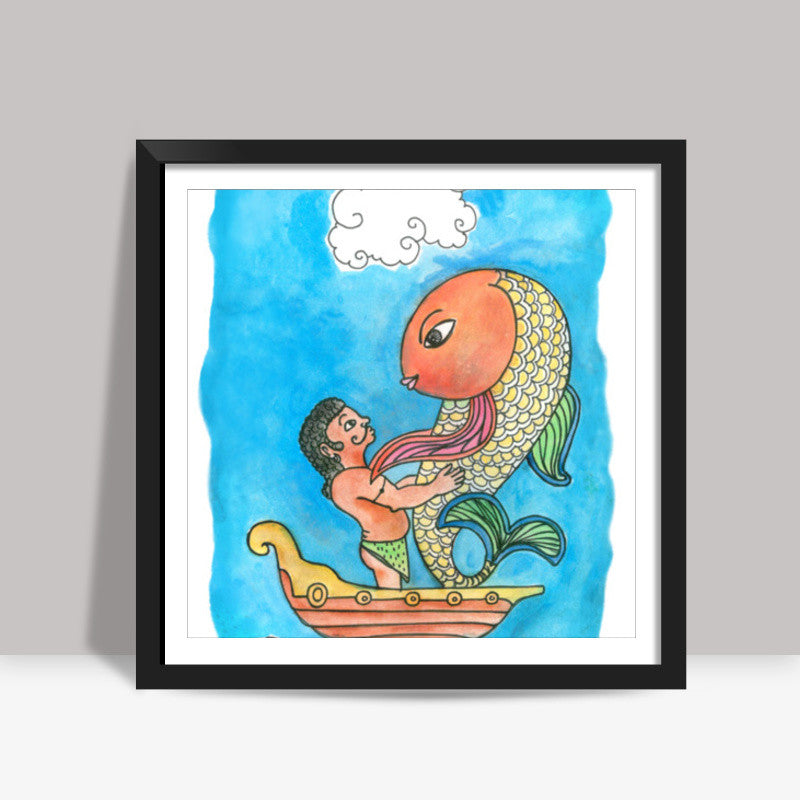 Fish for Louve Square Art Prints