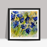 blue flowers Square Art Prints