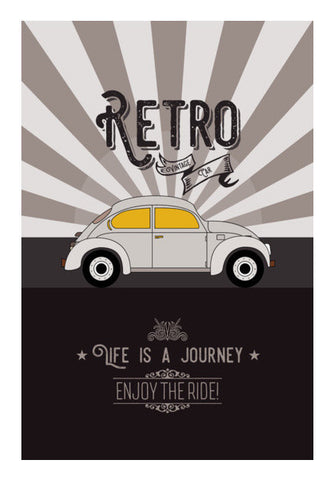 Retro Vintage Car On Gray Art PosterGully Specials