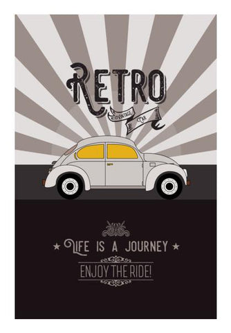 PosterGully Specials, Retro vintage car on gray Wall Art