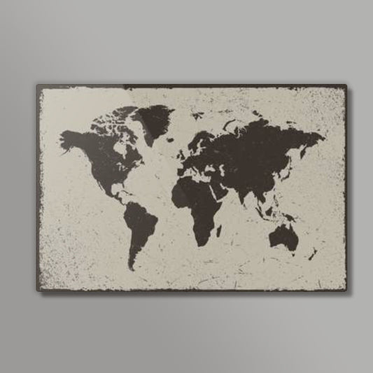 Deep Black Tropical World Map Metal Prints