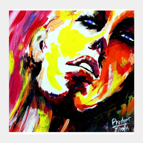 Blue eyed woman | Painting Square Art Prints