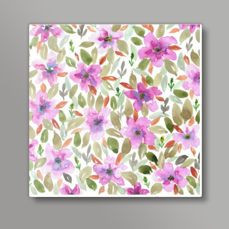 Beautiful Watercolor Floral Background Pattern Painting Wall Art Print Square Art Prints