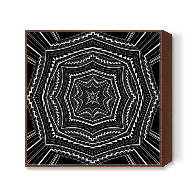 Black And White Abstract Digital Illustration Psychedelic Art Background Square Art Prints