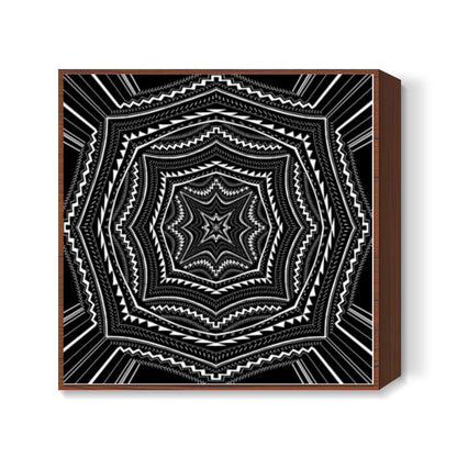 Black And White Abstract Digital Illustration Psychedelic Art Background Square Art Prints