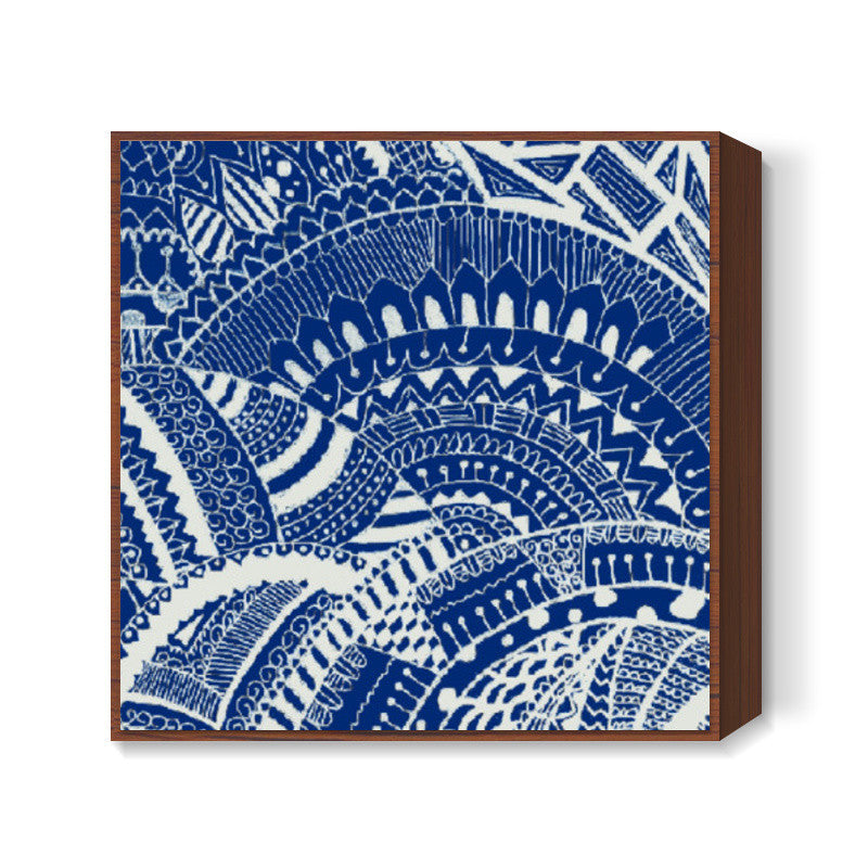 Blue-white doodle squareprint |artist: Megha-Vohra