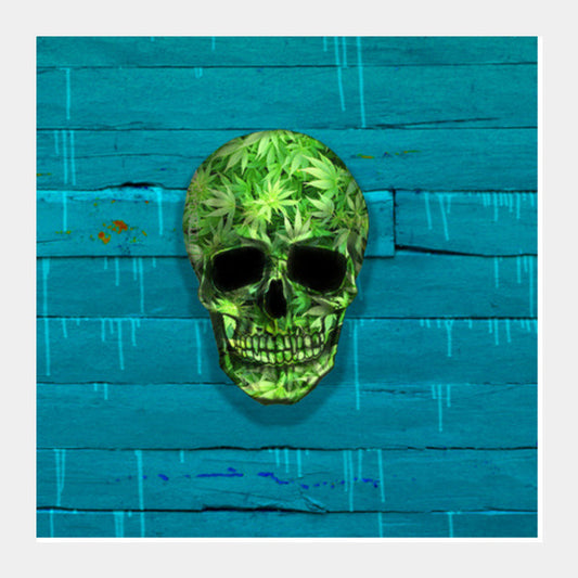 Square Art Prints, Weed Skull Square Art Prints