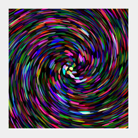 Abstract Multicolored Rainbow Twirl Digital Swirl Retro Art Design Background  Square Art Prints
