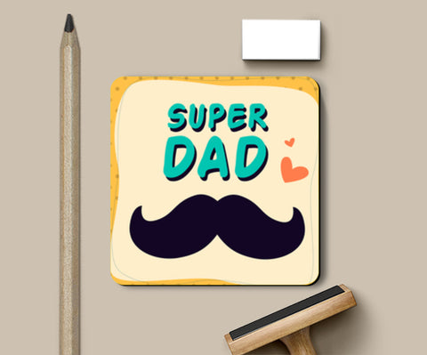 Super Dad Mustache Fathers Day Coasters