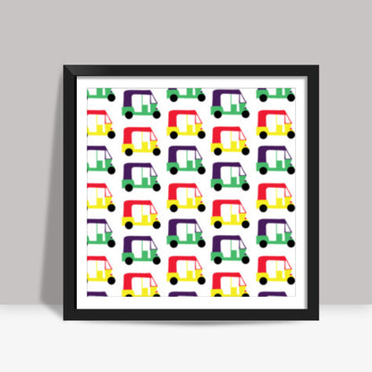 Auto Rickshaw Pattern Square Art Prints