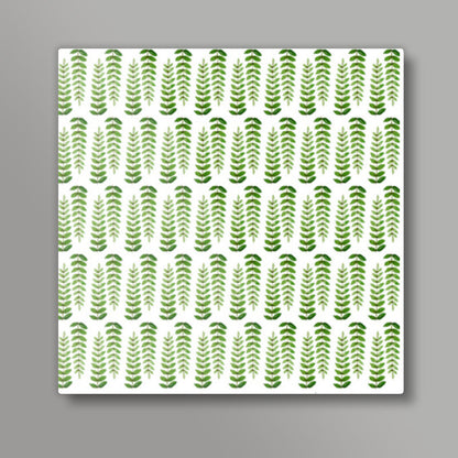 Green Hand Painted Watercolor Leaf Pattern Nature Square Art Prints