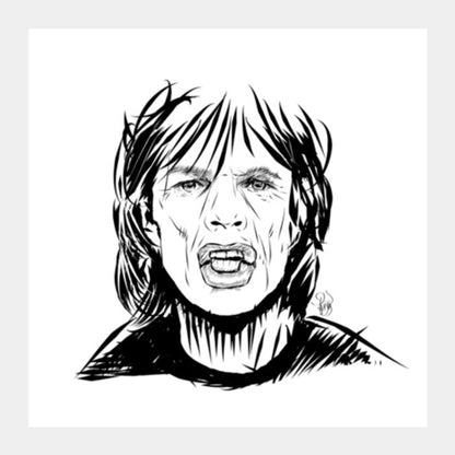 Rolling Stones Mick Jagger Portrait Square Art Prints