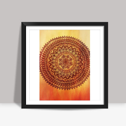 Fiery Mandala Square Art Prints