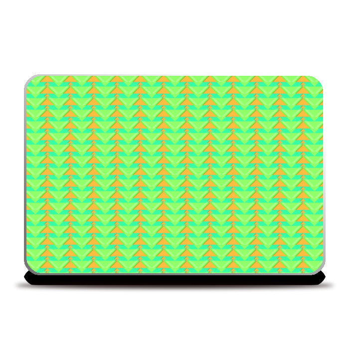 Trippy Triangles | Green orange Laptop Skins