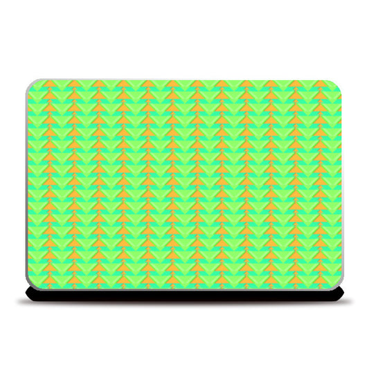 Trippy Triangles | Green orange Laptop Skins