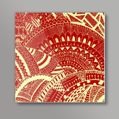 White-red doodle squareart