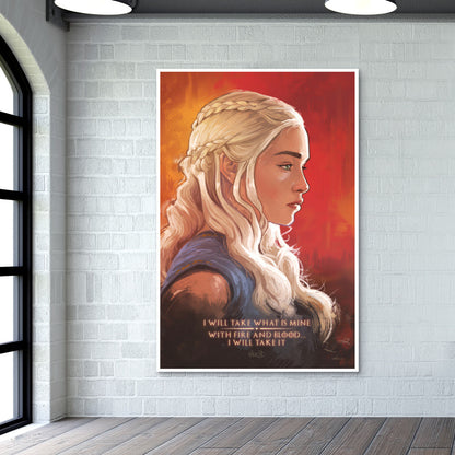 Game of Thrones | Daenerys Targaryen | red Wall Art
