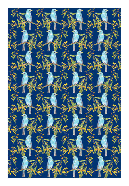Birds And Flowers Nature Pattern Background Print Wall Art