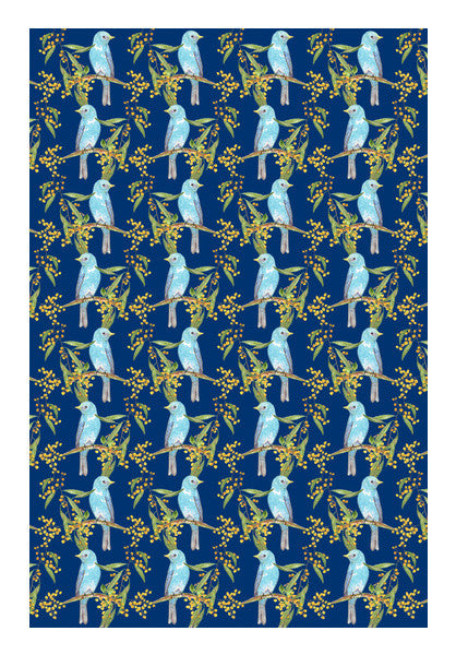 Birds And Flowers Nature Pattern Background Print Wall Art
