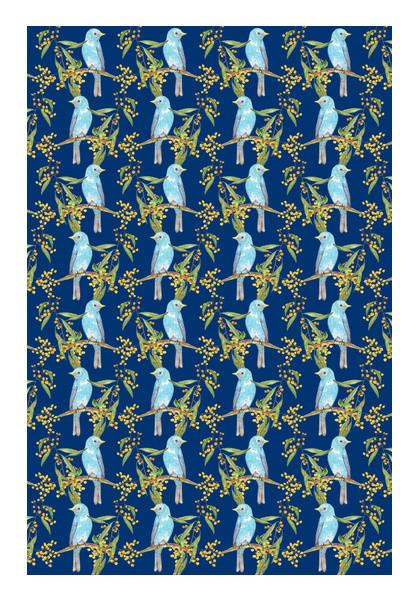 PosterGully Specials, Birds And Flowers Nature Pattern Background Print Wall Art