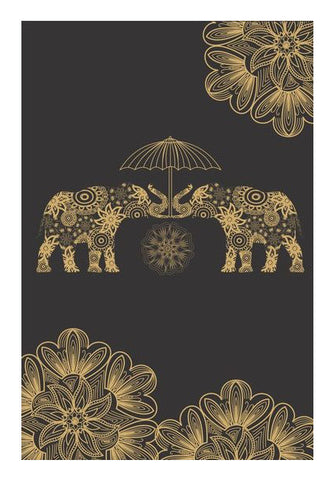 Traditional Gold Elephant Art PosterGully Specials
