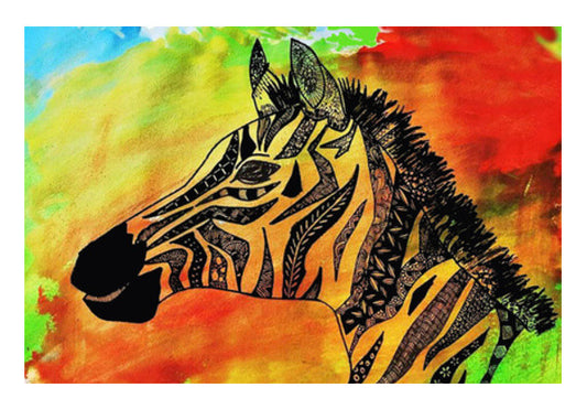 Rainbow Zebra Zentangle Art Wall Art