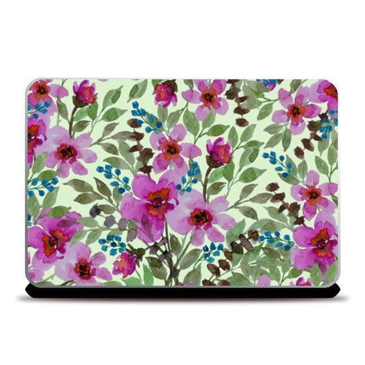 Hand Painted Pink Flowers Botanical Pattern Laptop Skins