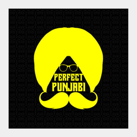 Punjabi Turban With Moustache Square Art Prints PosterGully Specials