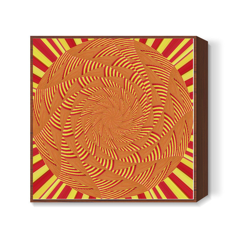 Red Yellow Circular Geometric Ethnic Ornamental Indian Abstract Background Design Square Art Prints