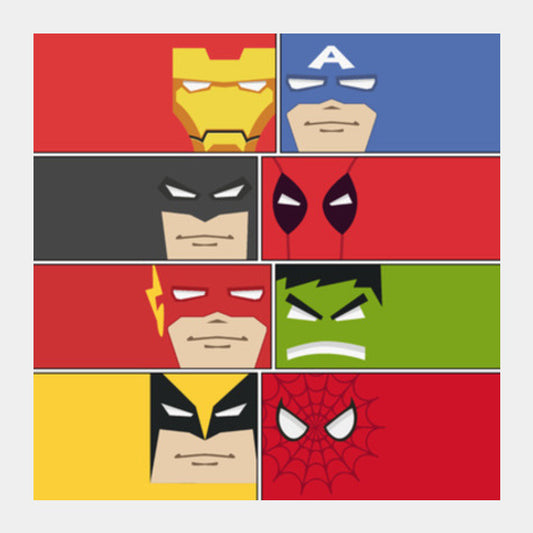 Minimalist Superheroes Square Art Prints